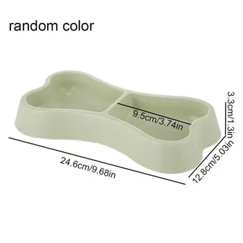 Pet Cat Double Bowl Feeder Cat Dog Feeding Bowl Drinkers Candy Colored Thickened Plastic Durable Bone Shaped Pet Dog Diet Bowl 4