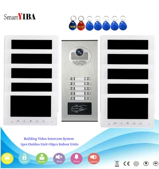 SmartYIBA 7'' 2 до 12 бутона Начало Домофонна врата Видео разговор IR нощно виждане RFID камера врата телефон звънец за домашна сигурност