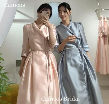 SONDR мода Корея V-образно деколте Проста вечерна рокля по поръчка Официална абитуриентска рокля Сатен A-Line 웨딩드레스 Повод Парти Вечерна рокля