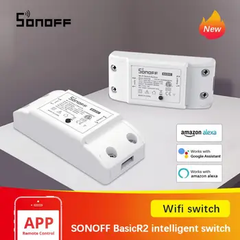 Sonoff Basic R2 Wifi DIY прекъсвач Интелигентен превключвател Дистанционно управление Smart Home eWeLink APP Control работи с Alexa Google Home