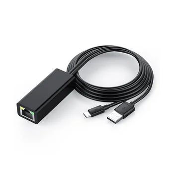 TV Ethernet адаптер TV 4K стик USB-C към RJ45 LAN мрежов адаптер с USB 2.0 захранващ кабел за захранване