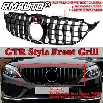 W205 GT Grill Car Front Bumper Grill Grill Grille Racing Grills Body Kit For Mercedes Benz W205 C200 C250 C300 2015-2018 Аксесоари