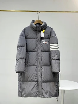 Winter TTB надолу яке мода стойка яка бродерия куче надолу яке високо качество средна дължина бяла патица надолу жени мъже палто