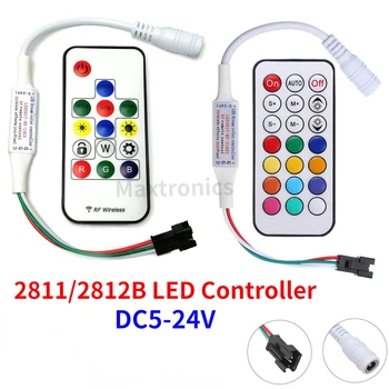 WS2812B WS2811 LED контролер DC5-24V RF 14key / 21Key дистанционно безжично 350 + мечта ефект 3pin SM JST RGB IC LED лента светлини