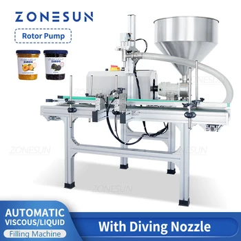 ZONESUN Автоматична паста Вискозна течна салатна дресинг машина за пълнене Мед лосион слънцезащитен продукт производствена линия ZS-DTGP900P