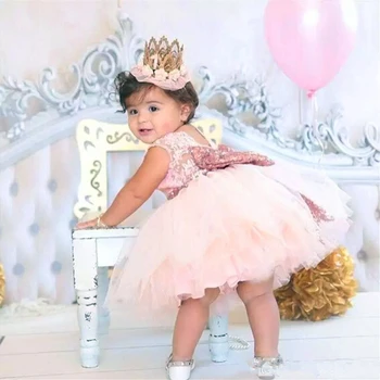 Бебе Ексклузивна сладка пухкава мини цвете момиче рокля принцеса топка красота конкурс първо причастие деца изненада рожден ден подарък
