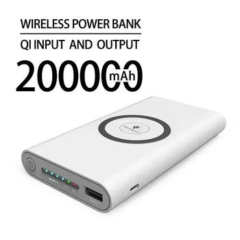 Безплатна доставка 200000mAh безжична банка за захранване двупосочно бързо зареждане Powerbank преносимо зарядно устройство тип-c външна батерия за IPhone