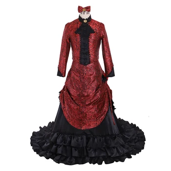 Викторианска стиймпънк готическа суматоха рокля Средновековен ренесанс Кралски двор фантазия рокля Хелоуин карнавал парти вечерна бална рокля