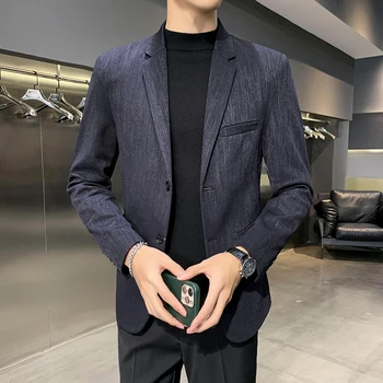 Високо качество 2024 нова мода с красива корейска версия тънък костюм мъжко палто случайни малък костюм блейзър Masculino полиестер 4