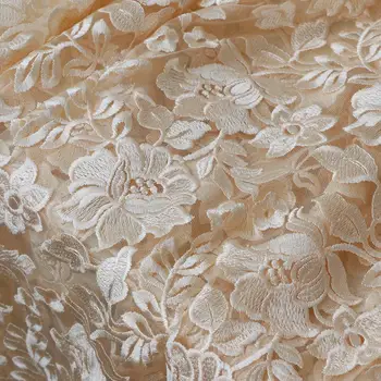 Висококачествени кайсиеви меки мрежести тъкани Растителна цветна бродерия tissu Рокля пола рокля аксесоари материал