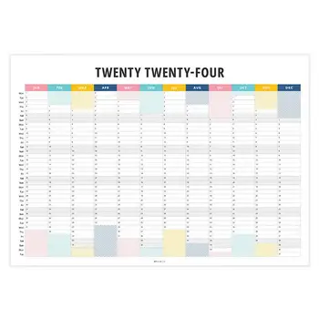 Висящ месечен стенен календар 2024 Организатор на задачи Изчистване на планирането на годината на печат за организиране на работа и живот Подарък за семейството
