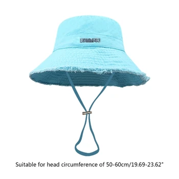 Външна кофа шапка с регулируема брадичка въже протрит ръб дизайн кофа шапка лято слънцезащитен рибар шапка за възрастни 5