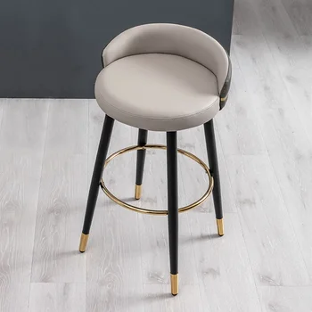Въртящ се метален бар стол кръгъл водоустойчив кожен барстол бар стол дизайн рецепция Cadeira ергономия минималистичен мебели за дома