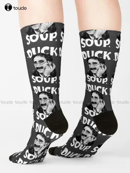 Граучо Маркс - Патешка супа фен изкуство със заглавие илюстрация чорапи сладък чорапи персонализирани потребителски унисекс възрастни тийнейджър младежки чорапи подарък