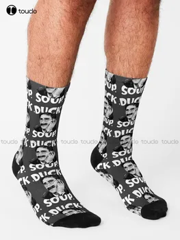 Граучо Маркс - Патешка супа фен изкуство със заглавие илюстрация чорапи сладък чорапи персонализирани потребителски унисекс възрастни тийнейджър младежки чорапи подарък 1