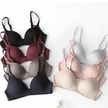 Дамски безшевен сутиен Висококачествено секси интимно бельо Wireless Gather Push Up Bralette Simple Brassiere за женско бельо