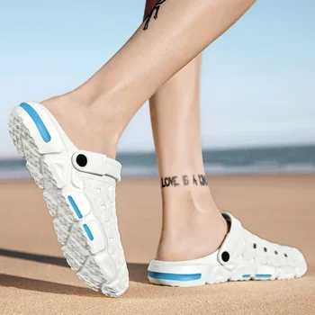 Двойка голям размер супер леки крок обувки мъжки и дамски кухи сандали с една обувка с две облекла плажни обувки мъжки обувки 2023 нови