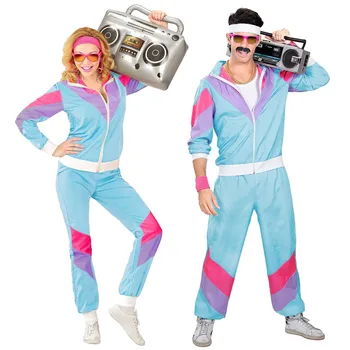 Двойки хипи костюми за жени мъжки карнавал Хелоуин реколта 70-те 80-те рок дискотека косплей костюми парти фантазия обличане 0