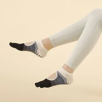 Дезодорант Памучна грижа за краката Лятна фитнес фитнес Фитнес Силиконови чорапи против хлъзгане Чорапи с пет пръста Дамски йога чорапи Трикотаж без гръб
