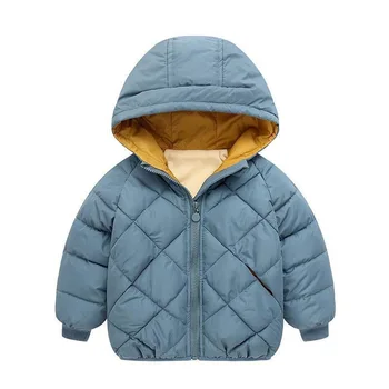 Детско памучно палто, бебешко дебело яке с качулка за момче и момиче, детско пухено памучно яке, детско облекло