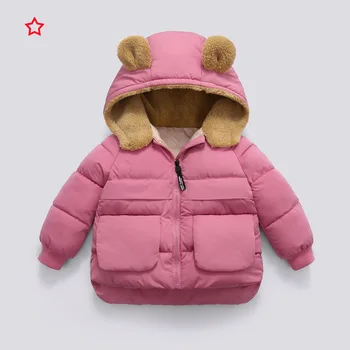 Детско памучно яке с памучни подплънки женски дрехи за момче 2023 нов есенен и зимен кратък абзац удебеляване с качулка топло палто