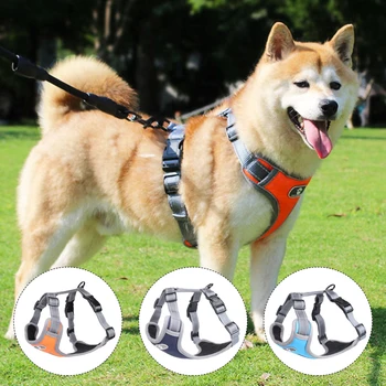 Дишаща мрежеста жилетка за домашни любимци, отразяваща каишка, тренировка на открито, ходене, регулируеми, средни и големи кучета