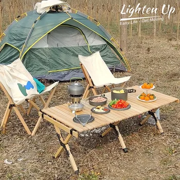 Дървена къмпинг маса сгъваема преносима с чанта за барбекю пикник парти самоуправляващ се продажба плаж яйце ролка маса