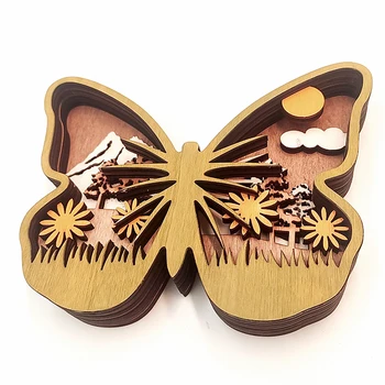 Дървени настолни настолни орнаменти птица пеперуда заек пиле занаяти Декорации за дома