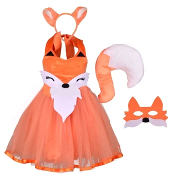 Животински косплей костюми Лисици Уши Лента за глава Опашка маска Хелоуин парти подпори