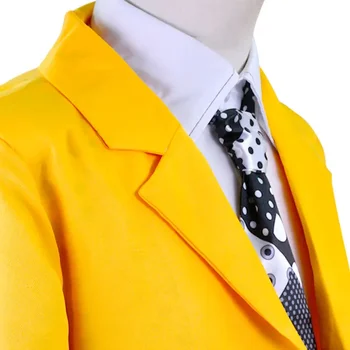 Жълт дълъг костюм Cos Хелоуин костюм аниме Cos прикрити Weirdo Cos костюм Джим носят маска човек 3