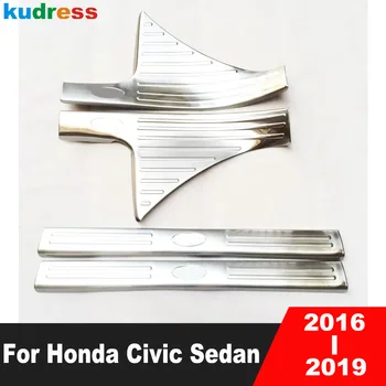За Honda Civic 2016 2017 2018 2019 Седан от неръждаема стомана кола врата перваза изтъркване плоча капак подстригване добре дошли педал охрана аксесоари