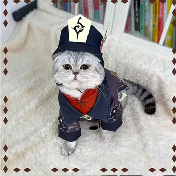 Игра Genshin Hutao Pet Cosplay костюм сладък домашен любимец Onesie Хелоуин Коледа карнавал парти обличане снимка подпори Pet косплей костюм