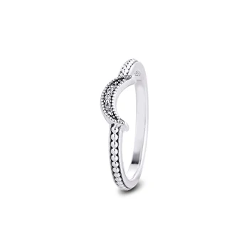 Истински 925 стерлинги сребърен полумесец Луна мъниста пръстени за жени годеж сватба изявление бижута оригинален пръстен Anillos