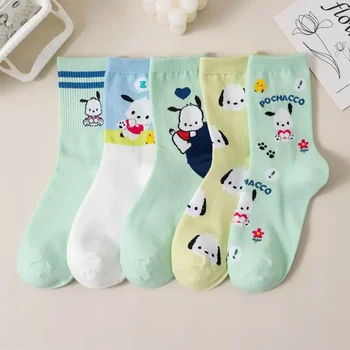 карикатура момичета къси чорапи кученце печат чорапи карикатура памук средна тръба дамски чорап сладък кученце случайни чорапи един размер дълъг чорап