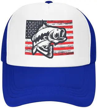 Класически дишащ бас риболов САЩ флаг младежки регулируема мрежеста шапка Trucker капачка бейзболни шапки за мъже и жени