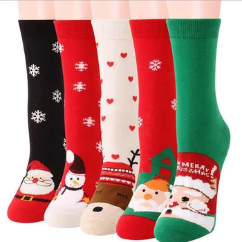 Коледа жени корал руно чорапи печат дебели против хлъзгане етаж килим чорапи 1