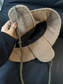 Корейски Ins Подплата надолу кофа шапка памук решетка ухо защита капачка зимата удебелени топло ски шапка ретро ветроупорен басейн шапка 5