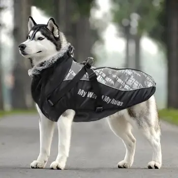 Куче зимно палто Светлоотразителни куче топло яке ветроупорен куче палто водоустойчив куче дрехи за открито зимата големи кучета 1