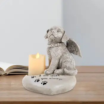 Куче Мемориална статуя Симпатия Куче Ангел Фигурка Почит Статуя Възпоменание Подарък Смола Куче Украшение Кучета Минаващ Подарък