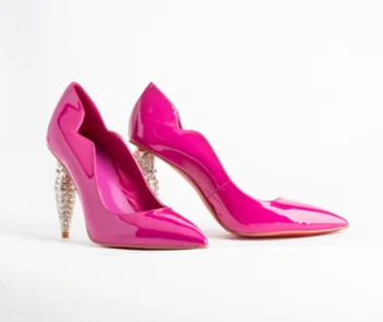 Лято Нови дамски остри токчета 2023 Дизайнер на луксозна марка Rhinestone модно сватбено парти с обувки на пета
