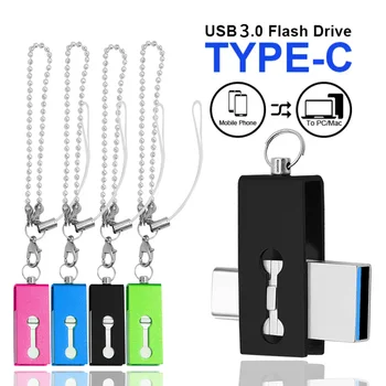 Метален USB 3.0 флаш диск 32GB 64GB 128GB Pendrive Type-c Usb Memoria за смарт телефон, MacBook, таблет pendriver