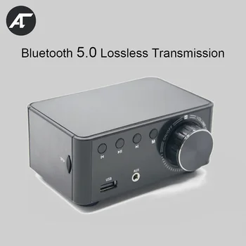 Мини усилвател с висока мощност Bluetooth-съвместим 5.0 HiFi стерео аудио изходна мощност 50W * 2 Поддръжка на звуков усилвател за театър USB / TF / Aux