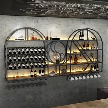 Модерен хол Държач за вино Стенен монтаж Луксозна висяща стойка за вино Начало Организатор Suporte para Vinho De Parede Bar Decor