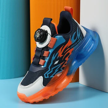 Най-продавани детски момчета обувки за маратонки Бързо завързване детски обувки момче черно синьо деца бягане обувка марка детски маратонки