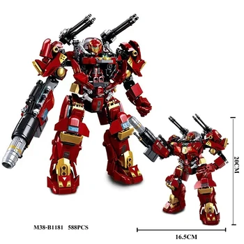 Нов 588PCS RED супергерой войник Mecha комплект градивни блокове модел серия робот град мех воин филм тухли играчка за момчета подаръци