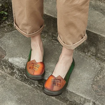 Нови мокасини от естествена кожа обувки за жени Flats петата шиене меки трънки дамски обувки луксозен дизайн нисък ток дамски обувки 0