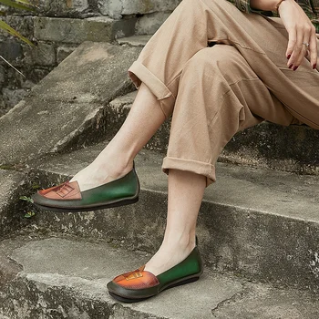 Нови мокасини от естествена кожа обувки за жени Flats петата шиене меки трънки дамски обувки луксозен дизайн нисък ток дамски обувки 1