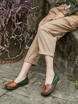 Нови мокасини от естествена кожа обувки за жени Flats петата шиене меки трънки дамски обувки луксозен дизайн нисък ток дамски обувки 3
