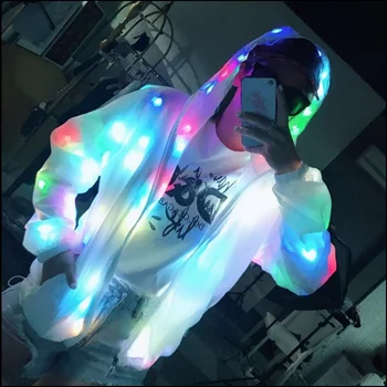 Ново LED осветително палто Светещ костюм Творчески водоустойчиви дрехи Танцуващи светлини Палто Коледно парти дрехи