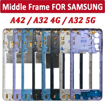 Оригинален държач за средна рамка Резервни части за ремонт с бутони за сила на звука за Samsung Galaxy A42 / A32 4G / A32 5G